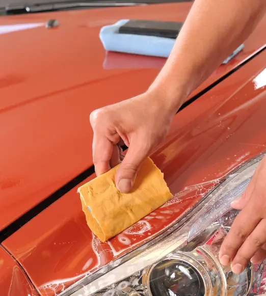 waxing a red car